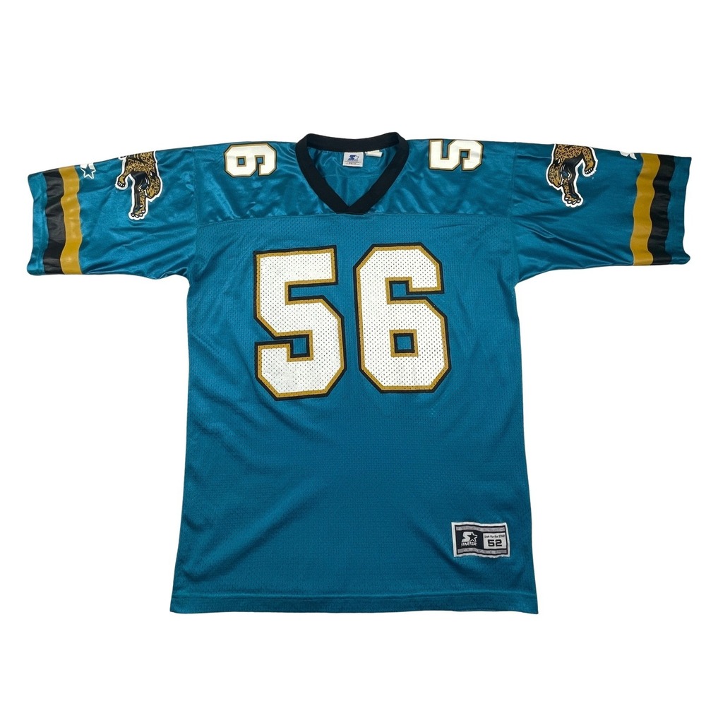 Vintage 90s Jacksonville Jaguars Starter Jersey XL Jeff Lageman 56 Teal 1995